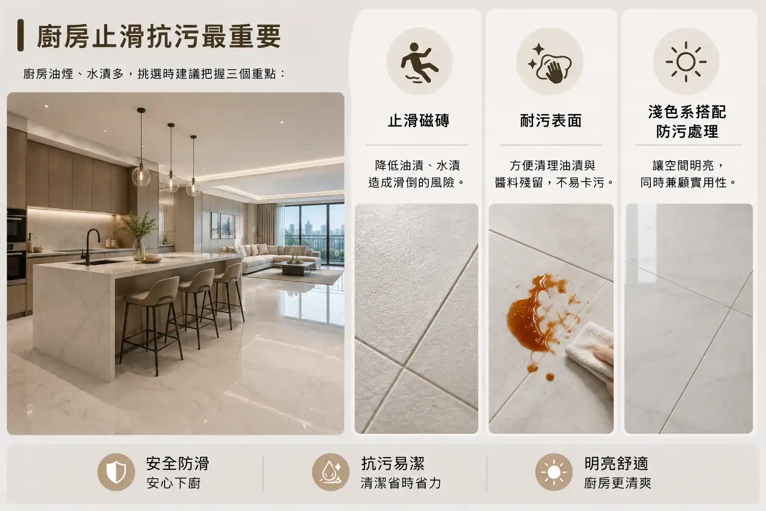 廚房:止滑抗污最重要