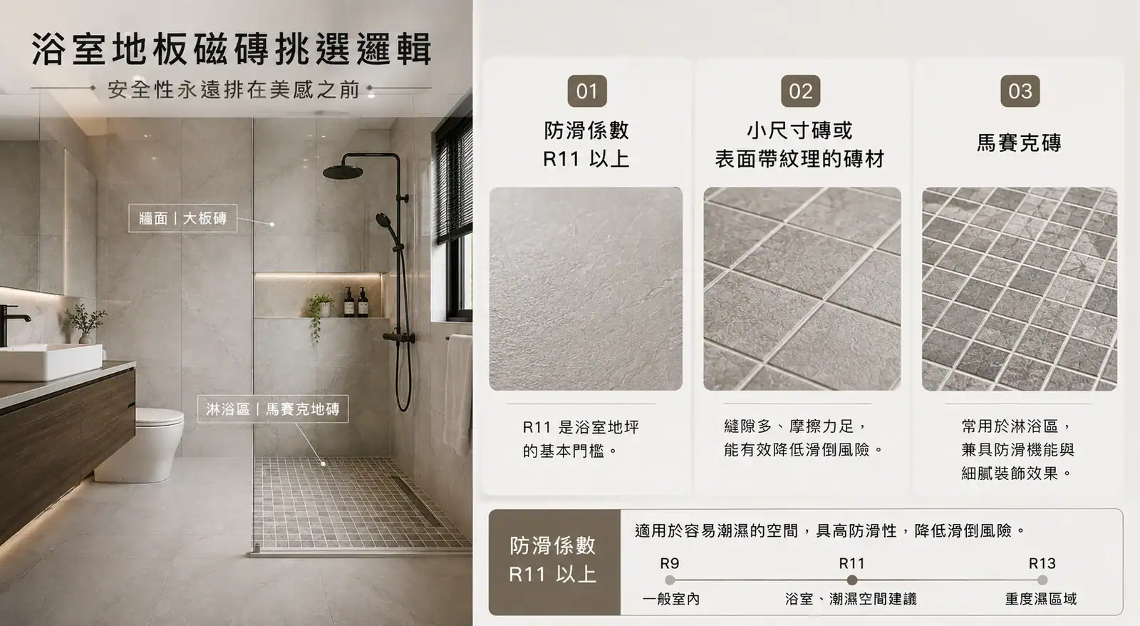 浴室地板磁磚:防滑安全是第一原則